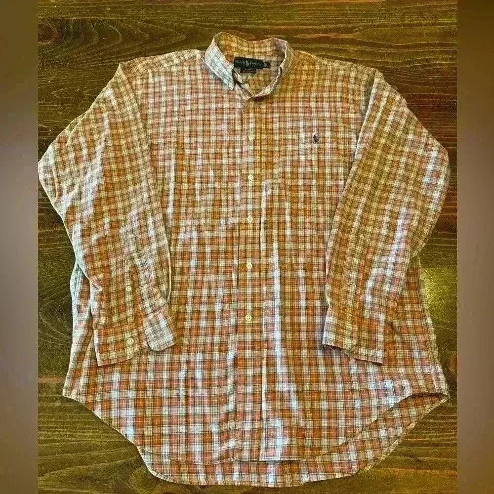 Ralph Lauren Blake Men's Orange Button Down Shirt 100% Cotton Size Large - Picture 2 of 6